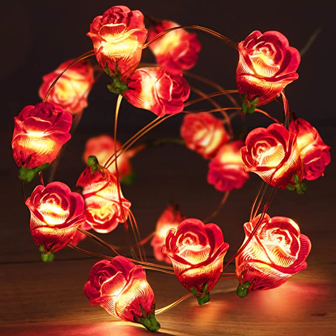 Fairy Romantic Red Rose String Lights​ surprise gift for him on valentines day